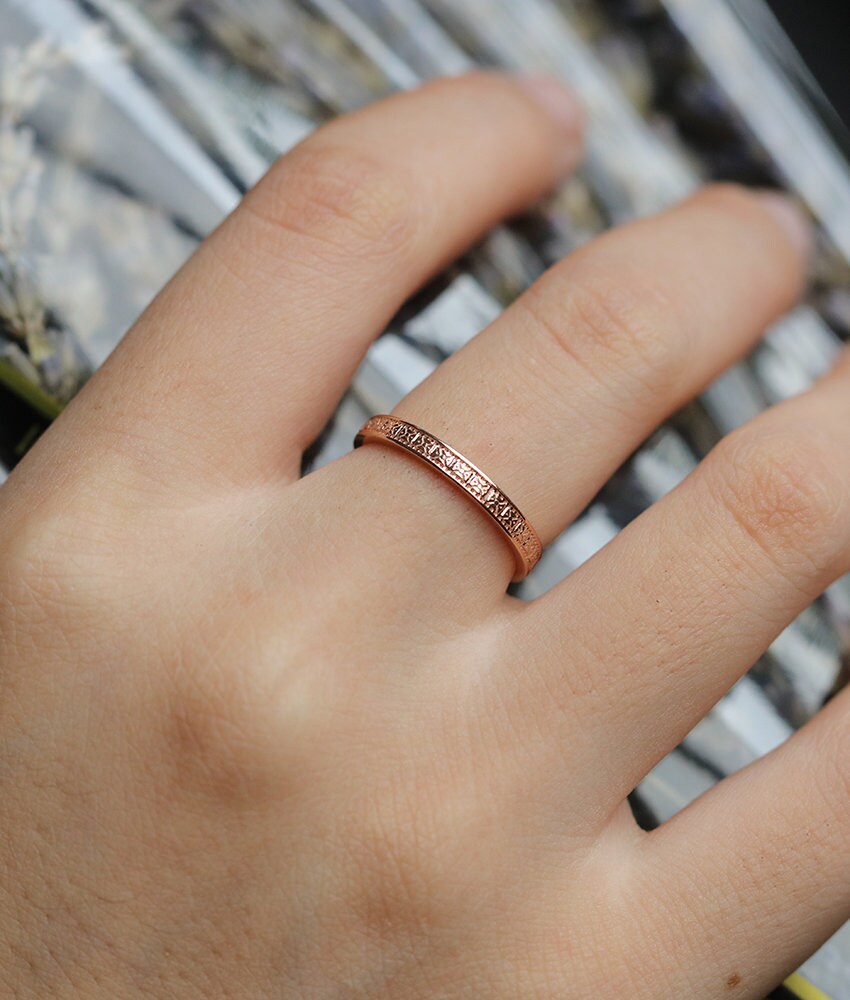 Art Deco straight wedding band solid rose gold band vintage band Antique Dainty Delicate band stacking matching band anniversary band ring