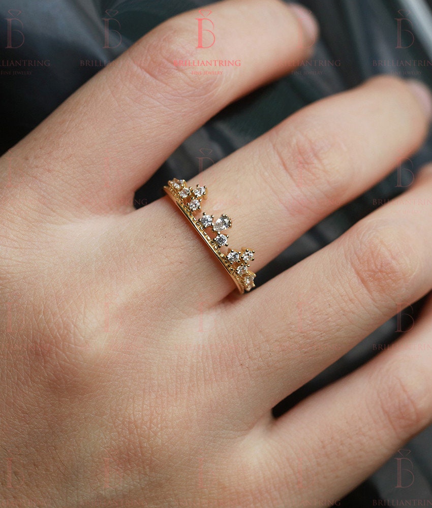 Diamond wedding band  Art Deco rose Gold vintage half eternity pear cut unique wedding    Promise Anniversary wedding ring